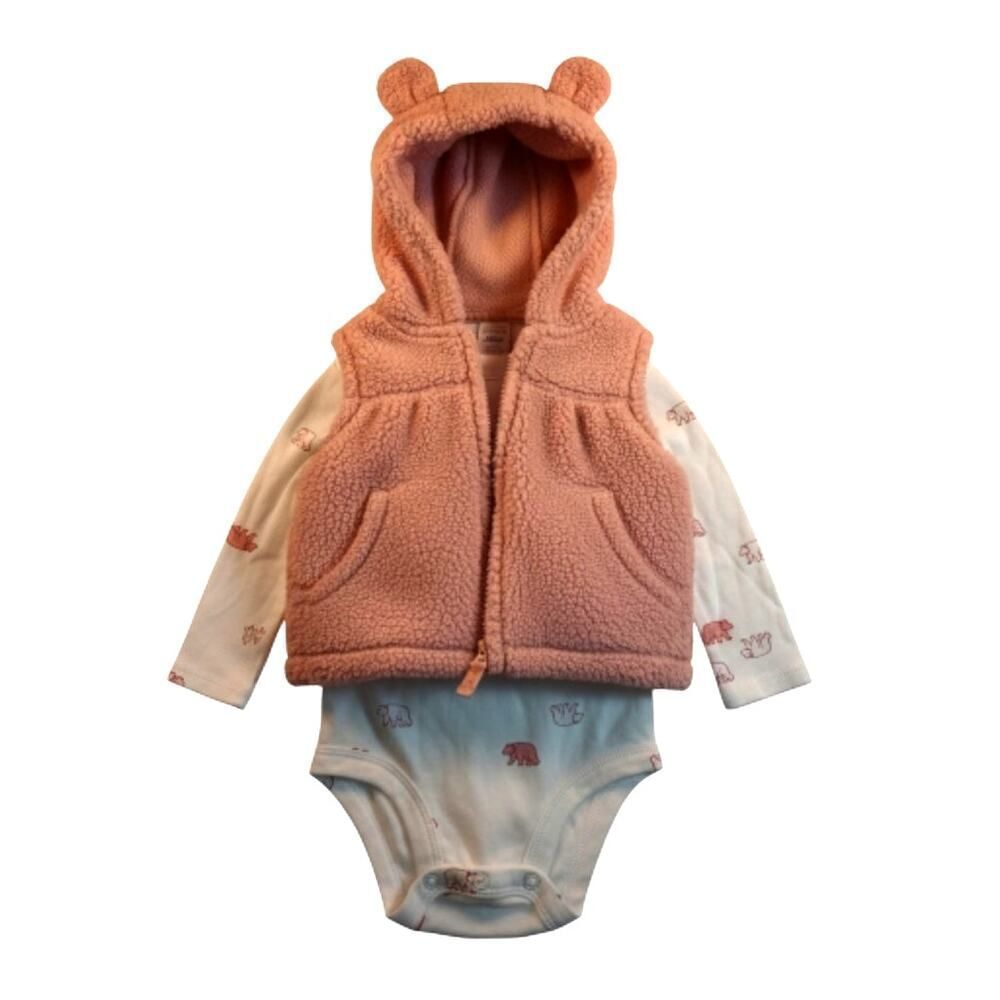 Carter's Baby Girls New w/Tags Bear Onesie & Hoodie Vest Set - 12M